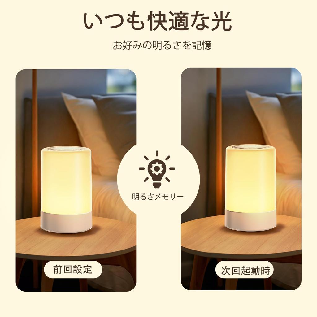 G Keni Nursing Light Night Light Touch Control Stepless Dimming Memory Function USB Rechargeable Cordless Warm White Bedside Lamp for Nighttime