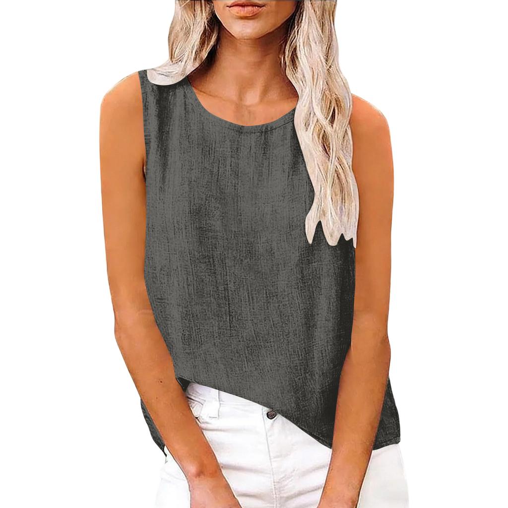 Women's Sleeveless Cotton And Linen Top For Spring And Summer