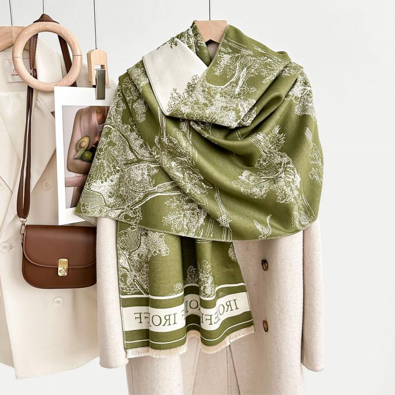 Premium Double-Sided Jacquard Houndstooth Scarf Wrap Women Winter Fall Warm Cotton Blend Shawl 185x70cm