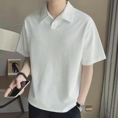 Ανδρικό Ιαπωνικό Ρετρό Πόλο T-Shirt Χαλαρής Εφαρμογής - Υψηλής Ποιότητας Καλοκαιρινή Τάση με Γιακά και Κοντά Μανίκια