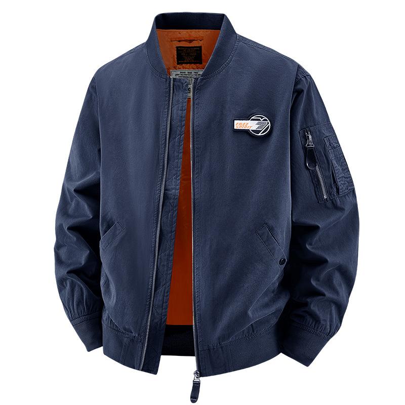 Baseball Collar Jacket, Men's Pure Cotton Stand Up Collar Functional Suit, Flight Suit, Casual Sports Jacket