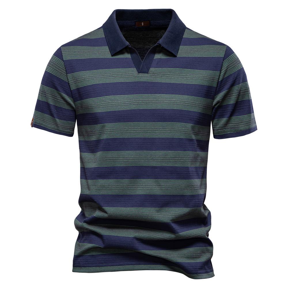 New Men's POLO Shirt with Striped Lapels for Spring and Summer