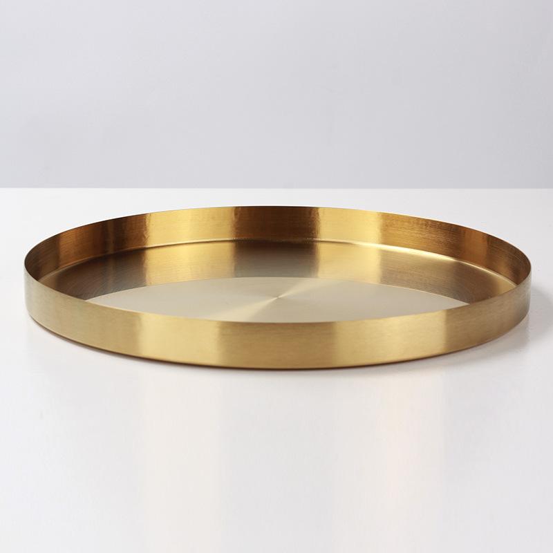 Nordic Light Luxury Round Tea Set Tray Metal Jewelry Storage Tray Model Room Fruit Snack Storage Tray Decoration