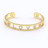 Nidin Romantic Love Letters Gold Color Bangle AAA Zircon Fashion Alphabet Charms Open Adjustable Jewelry Women Anniversary Gift