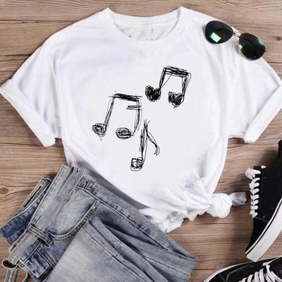 Kleding Casual korte mouw Muziek Liefde Trend Jaren 90 Stijl Print Tee Top Zomer Mode T-shirt Dame Vrouwelijke Grafische T-shirt