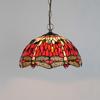 Artisan Handcrafted Color Glass Pendant Light with Peacock Dragonfly Leaf Pattern - Unique Handmade Lighting Fixture