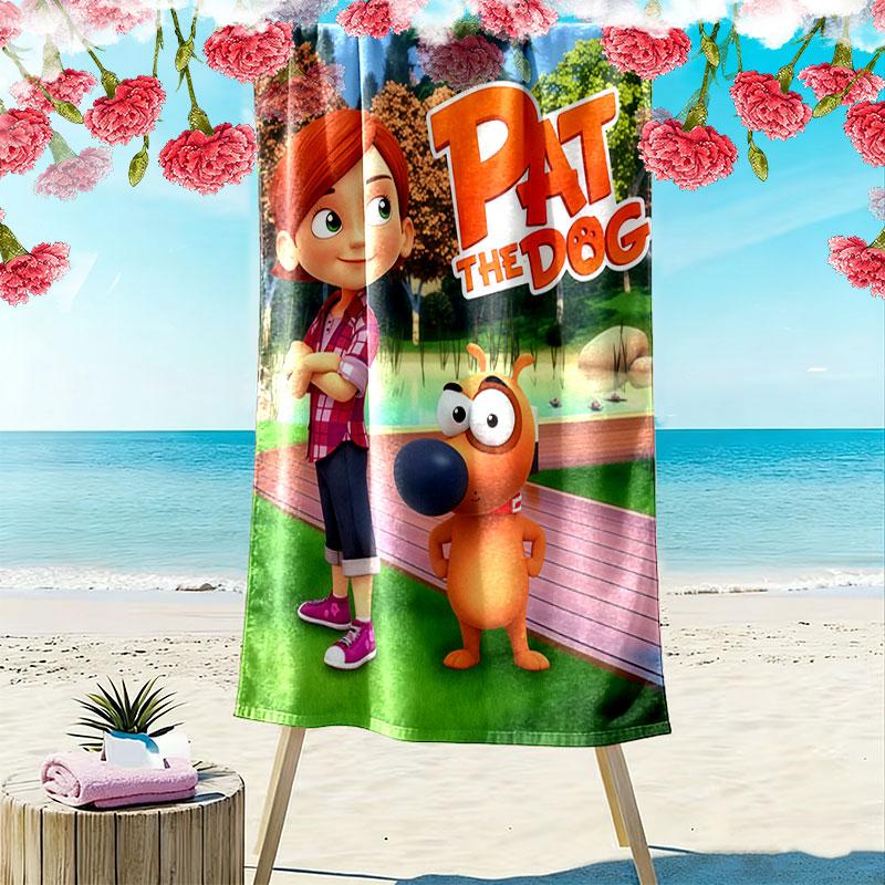 Pat the Dog Print Beach Towel, Large Soft Quick Dry Towel for Beach Camping Swimming