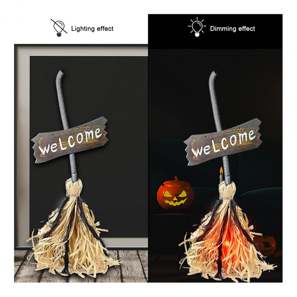 Spookachtige Heks Bezem Halloween Heksenbezemsteel met Verlichting Bewegende Bezem Geluid voor Spookhuis Decor Binnenfeest Vloer