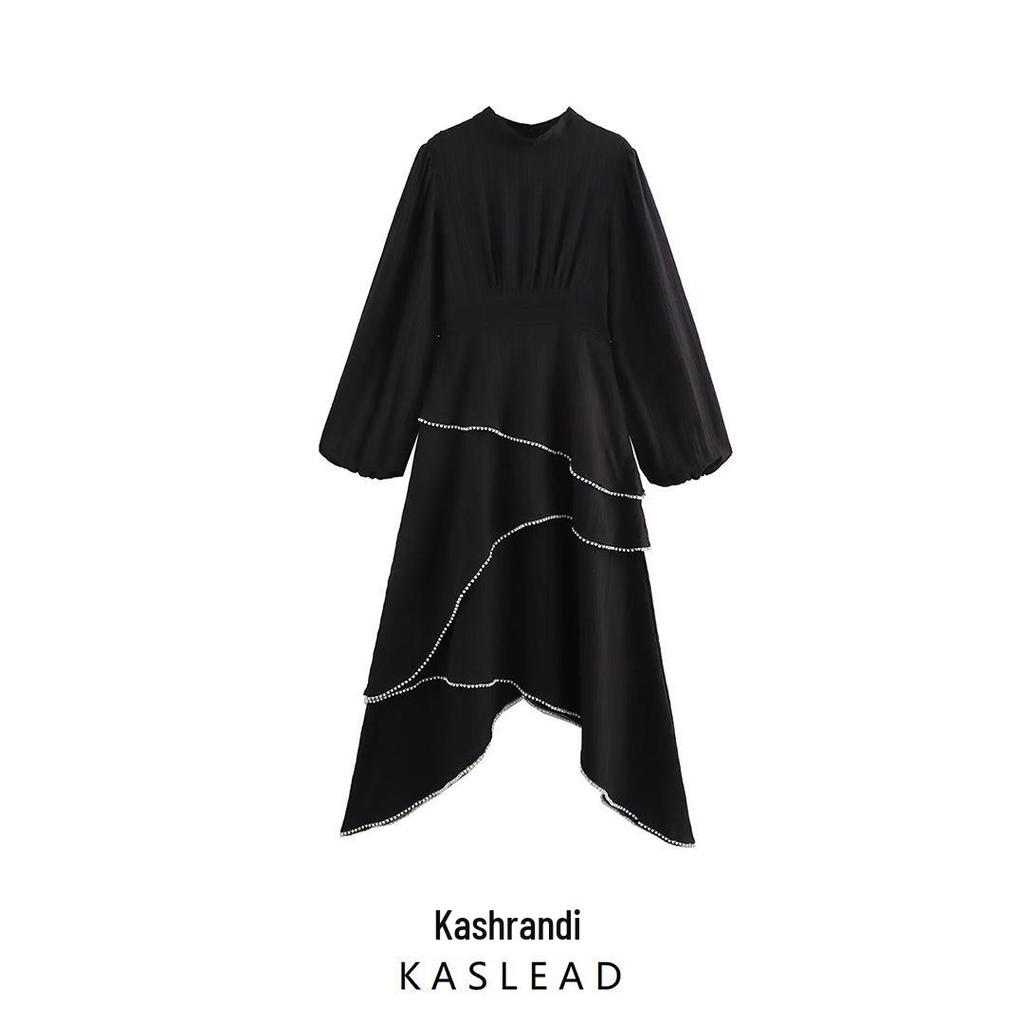 2025 Spring Women's European & American Fashion Irregular Pearl Dress