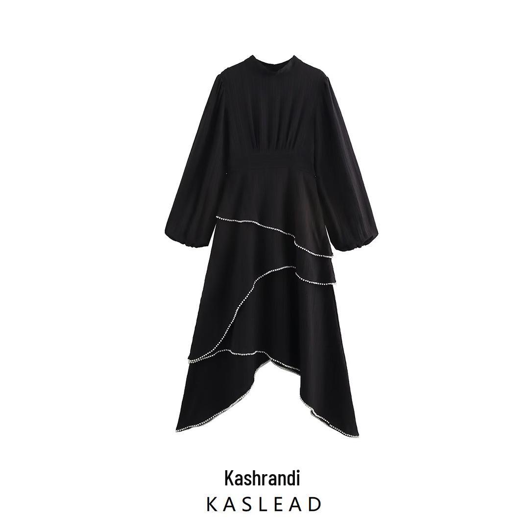 

2025 Spring Women s European & American Fashion Irregular Pearl Dress Extra Small