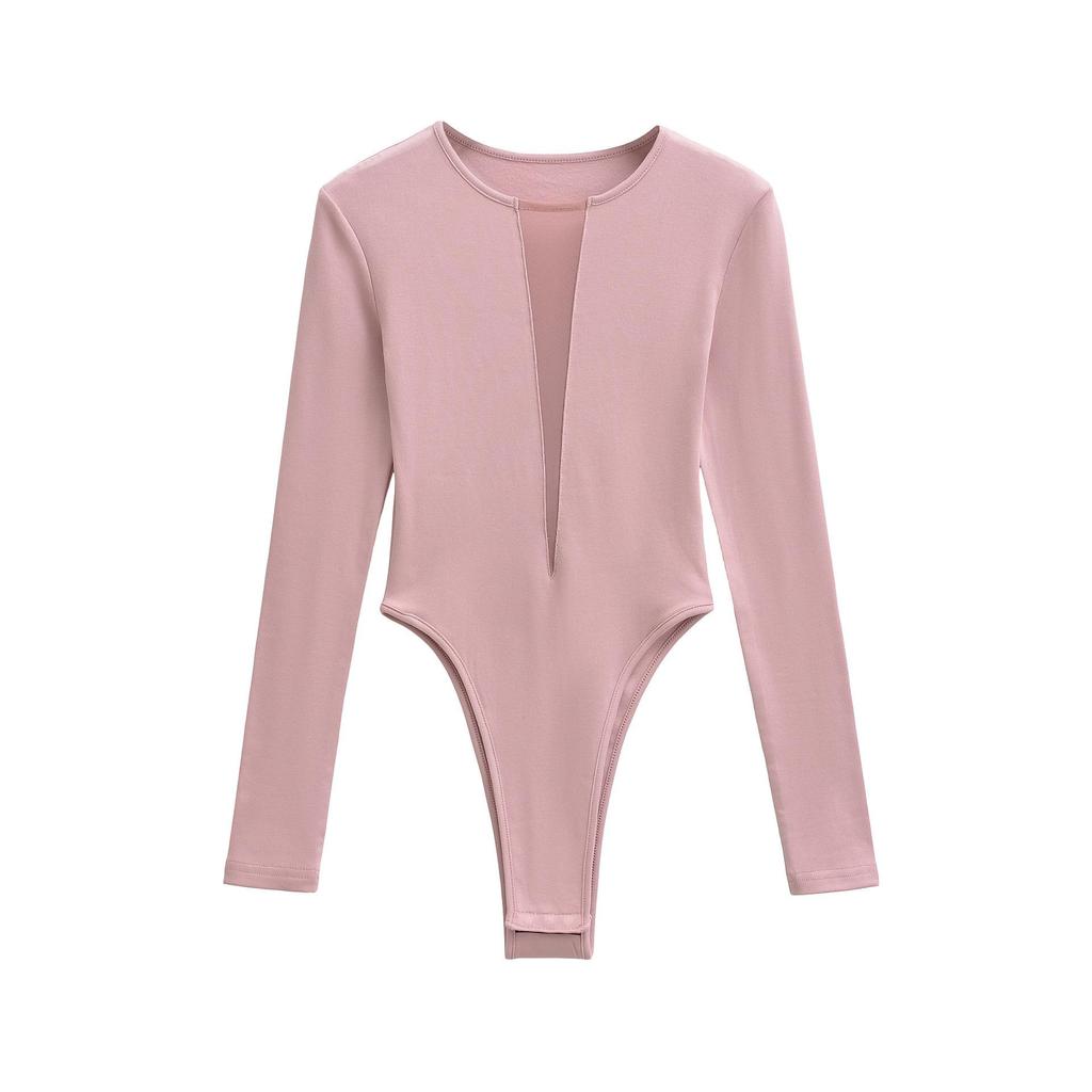 European and American Sexy Summer Mesh Long Sleeve Jumpsuit for Women