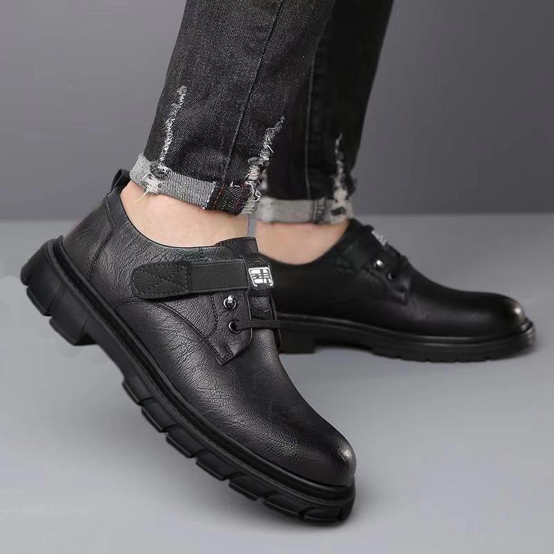 Men'S Leather Shoes  Breathable Casual Shoes Men'S British Style Workwear Shoes Anti Slip Soft Soled Leather Shoes