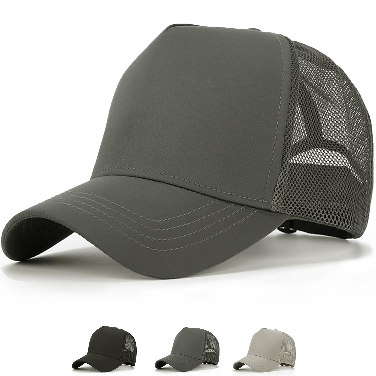 

RF Популярная кепка из сетки оверсайз, Мужская шляпа, 60-68 см, Быстросохнущая, Легкая, Унисекс, Стильная, Крутая, (Серый) серый