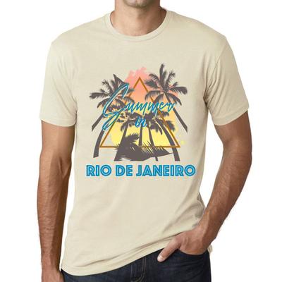 Herren Vintage T-Shirt Grafik T-Shirt Sommer Dreieck Rio de Janeiro Natur