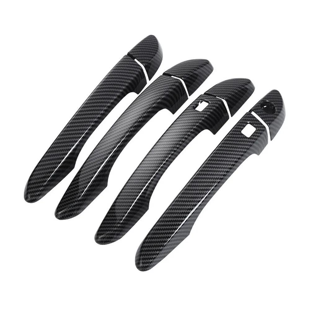 For Hyundai Tucson 2015 2016 2017 2018   Car Carbon Fiber Style Exterior Door Handle Moulding Cover Trim Decor ABS Auto