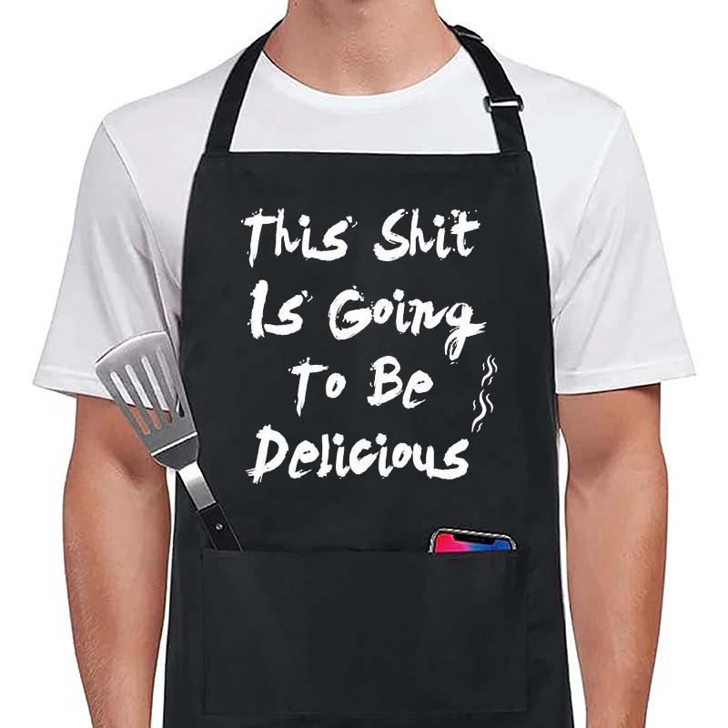 Unisex Hanging Neck Creative Letter Logo Apron for Couples - Ideal for Restaurants and Work