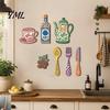 Coffee Shop Wall Art 7Pcs Themed Wooden Decor, 2D Flat Farmhouse Kitchen Ornaments Plaques, Country Style for Dining Room Cafe Home Decoration Accents