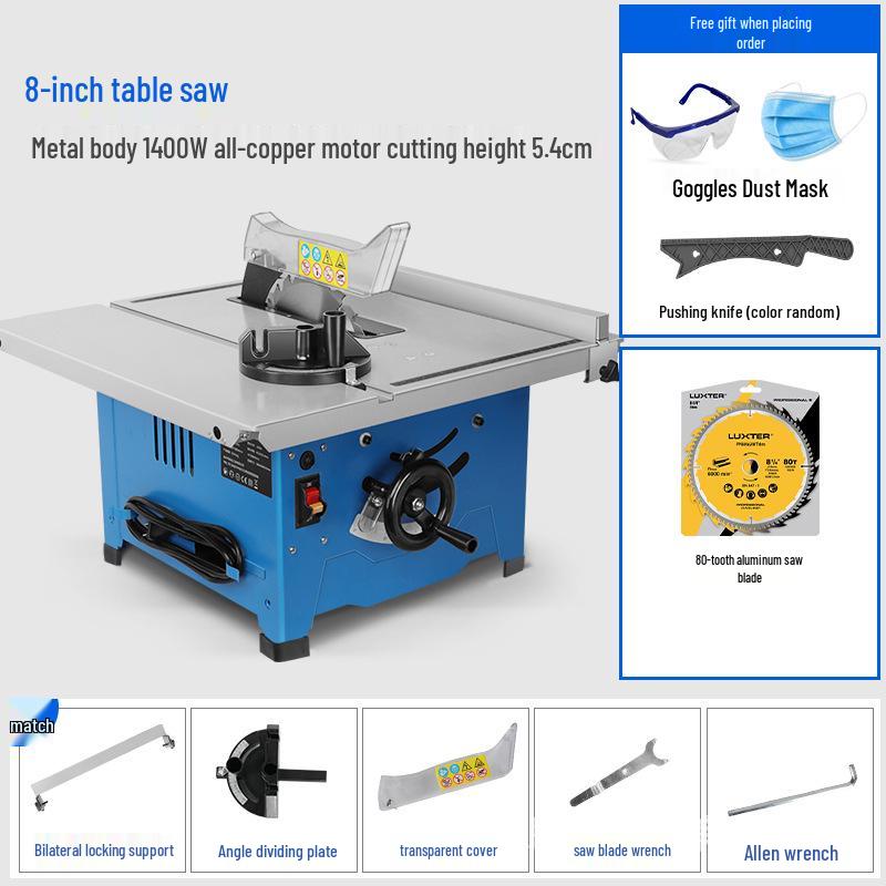 LUXTER 8" Small Table Saw with 45° Miter for Precision Cutting