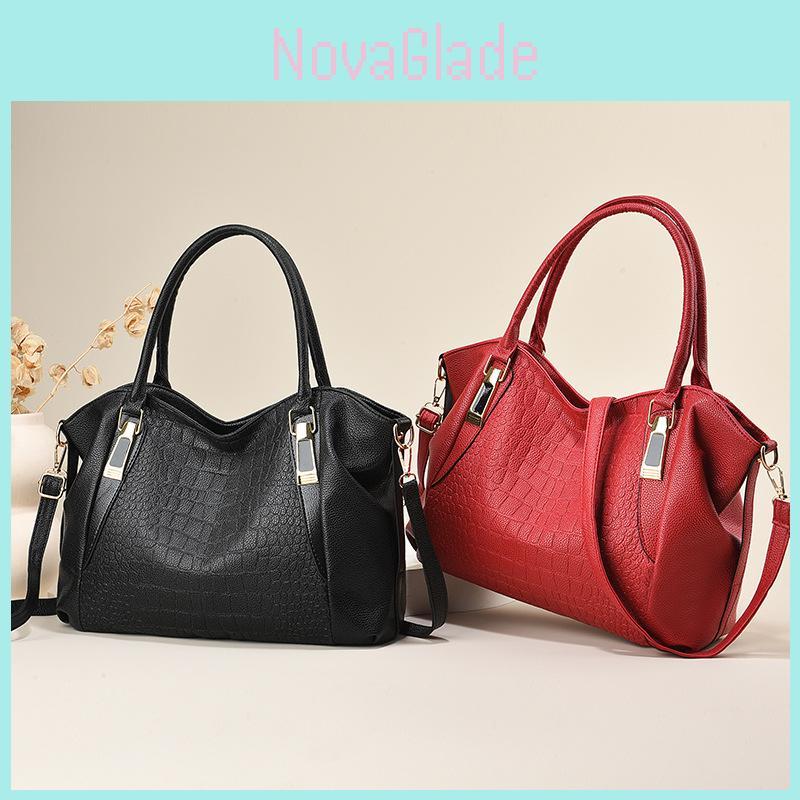 Trendy Cross-border Crocodile Texture Handbag For Middle-aged Women
