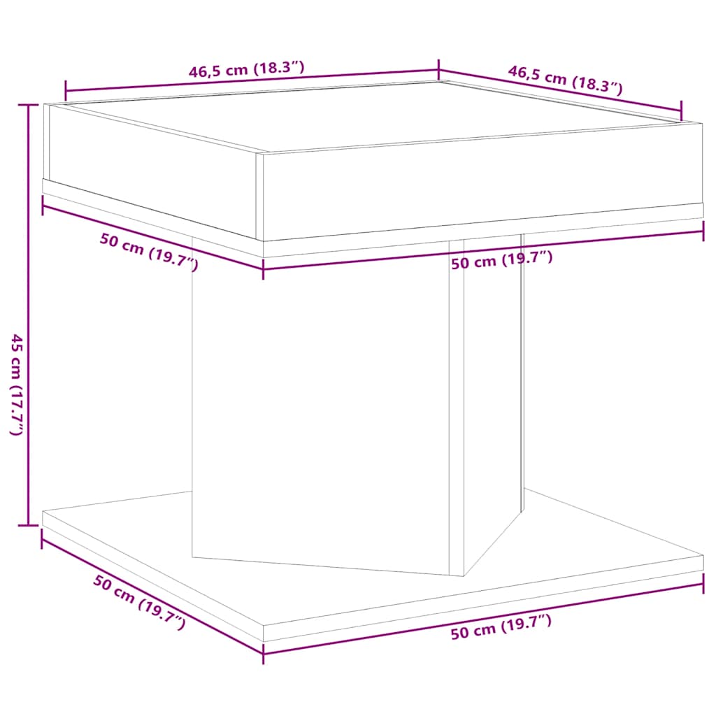 LED Coffee Table Black 50 x 50 x 45 cm Particleboard
