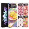 Hard PC Phone Case For Samsung Galaxy Z Flip 7 6 5 4 Black Cover For Galaxy Z Flip 3 Foldable Fresh Summer Fruit Lemon Cherry