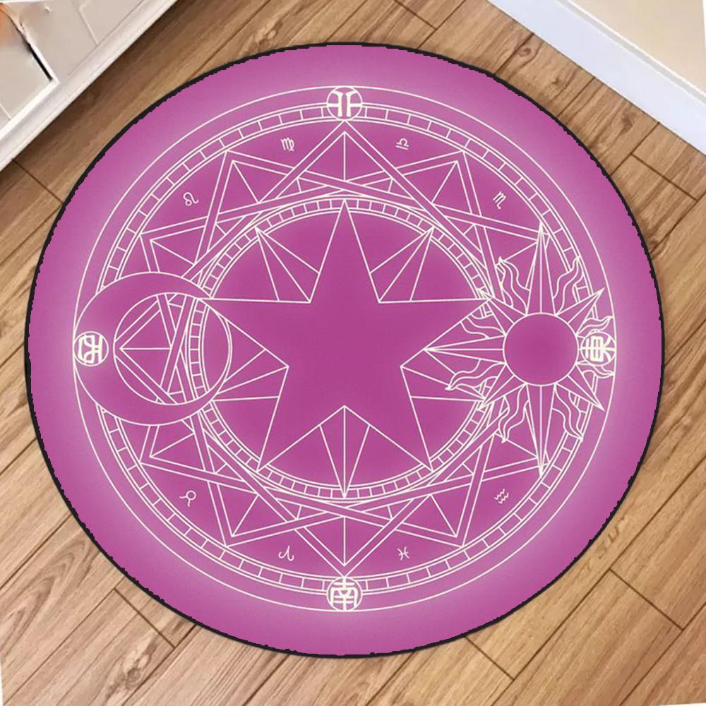 Star Array Print Round Carpet for Bedroom Living Room Camping Mats Flannel Anti-Slip Rug Yoga Mat Home Area Pad Birthday Gifts