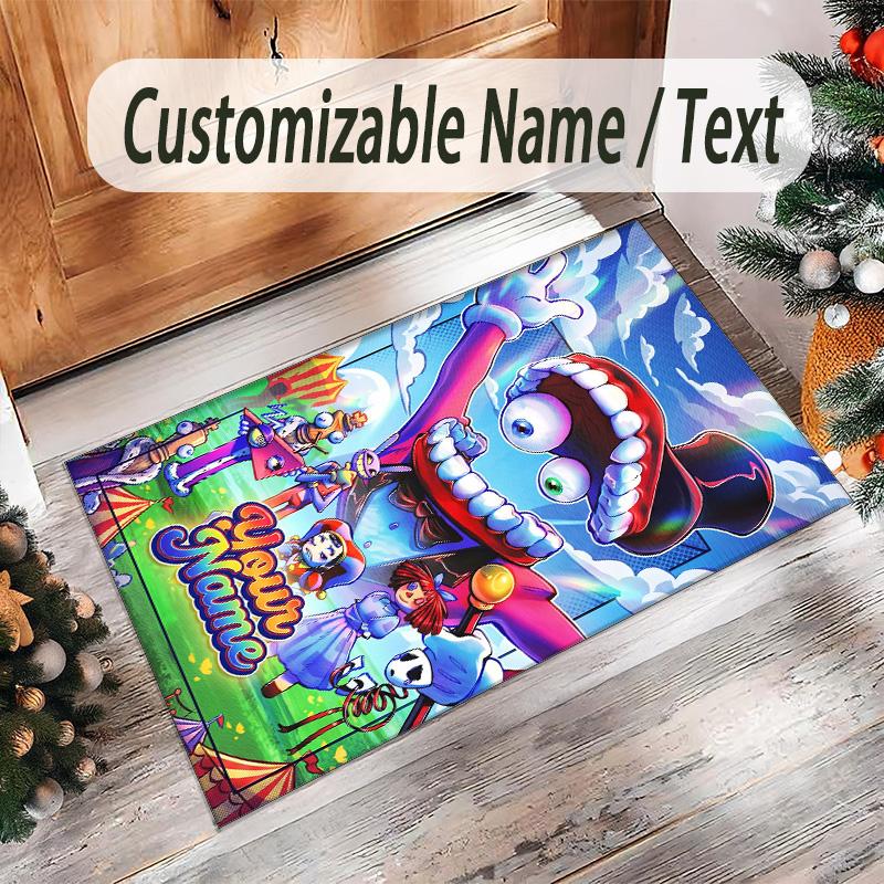 Personalized Crystal Velvet Carpet Custom Name Text,The Amazing Digital Circus Anti Slip Area Rug For Home Decoration