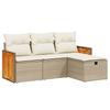 4 Piece Beige Garden Sofa Set with Cushions Poly Rattan