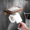 Solid Wood Bathroom Paper Towel Rack Wall Mounted Roll Paper Rack Mobile Phone Rack Bathroom Storage Rack Brushed Gold Aluminum