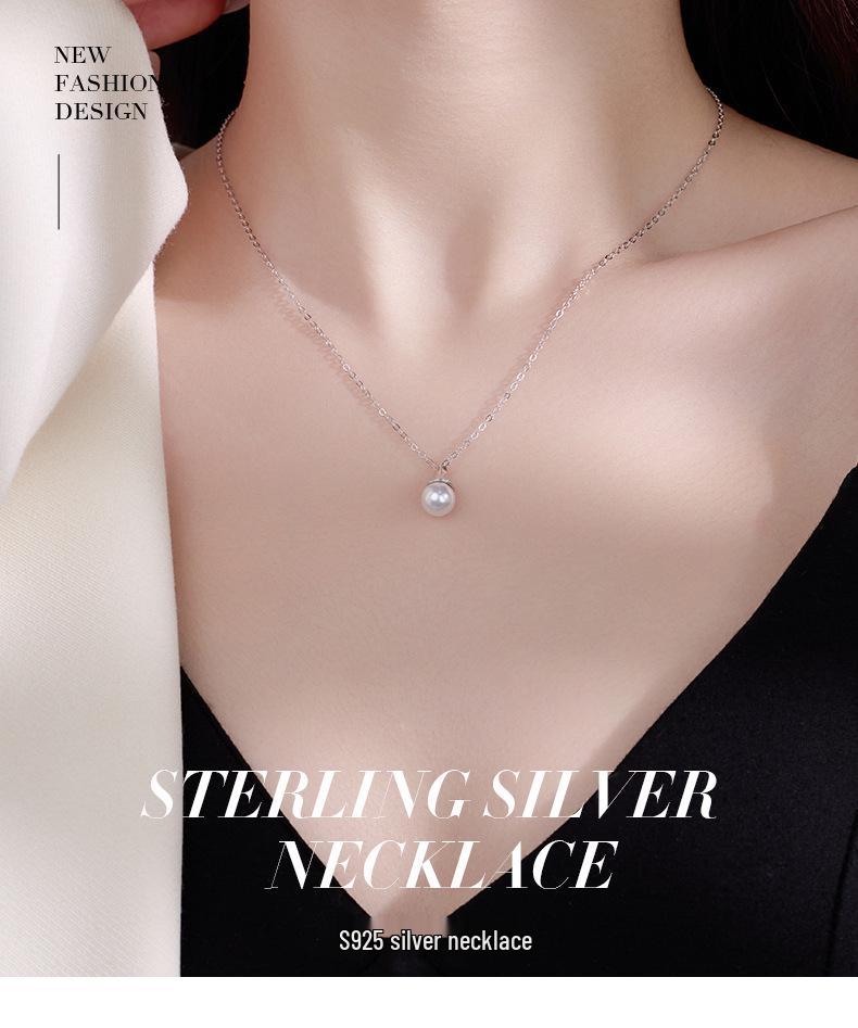 Banyan Tree Silver Water Drop Necklace with Black Agate & Pearl Pendant