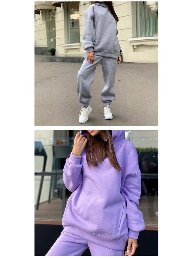 Damska bluza oversize z podszewką z polaru i casualowy zestaw sportowy na jesień/zimę