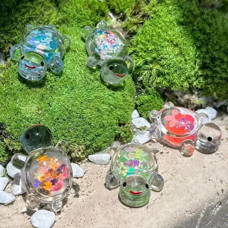 10PCS Mini Luminous Sea Turtle Statues, Marine Animal Theme Party Decorations, Garden Micro Landscapes, Pearl Crafts, DIY