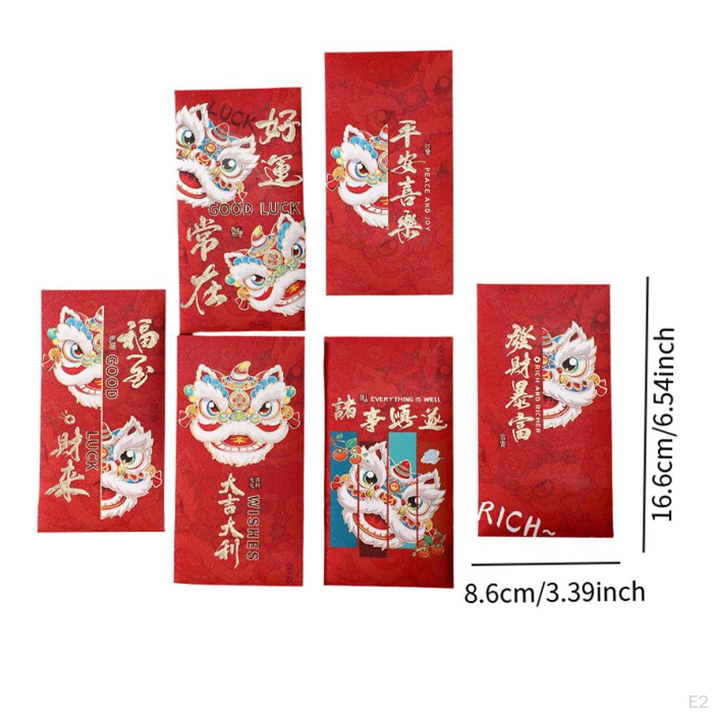 6 Pieces Chinese Year Red Envelopes Pockets Snake for Children Packets