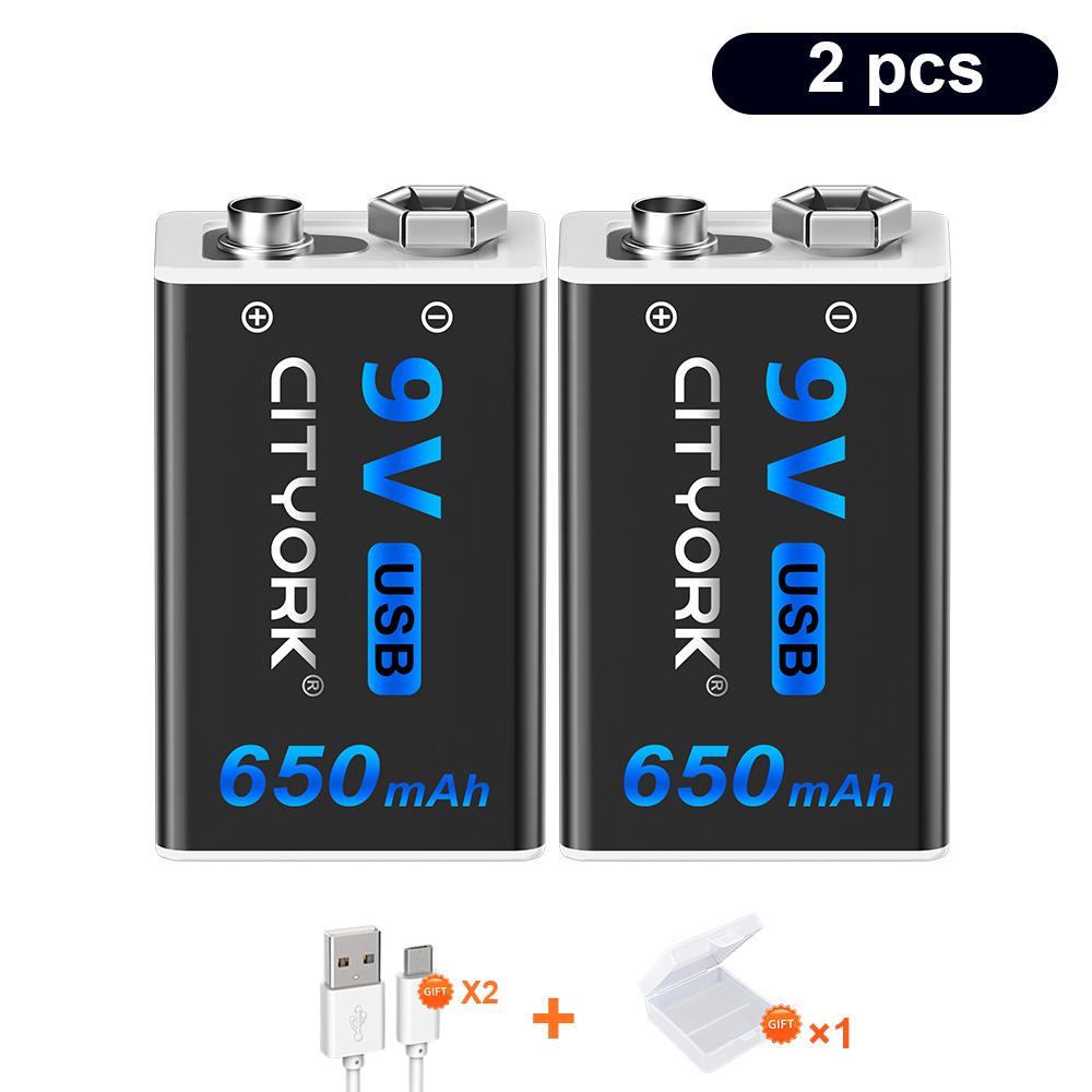 Batteria ricaricabile USB 9V 9V 1200mAh 6F22 Batteria agli ioni di litio Batterie USB per multimetro Metal Detector chitarra elettrica