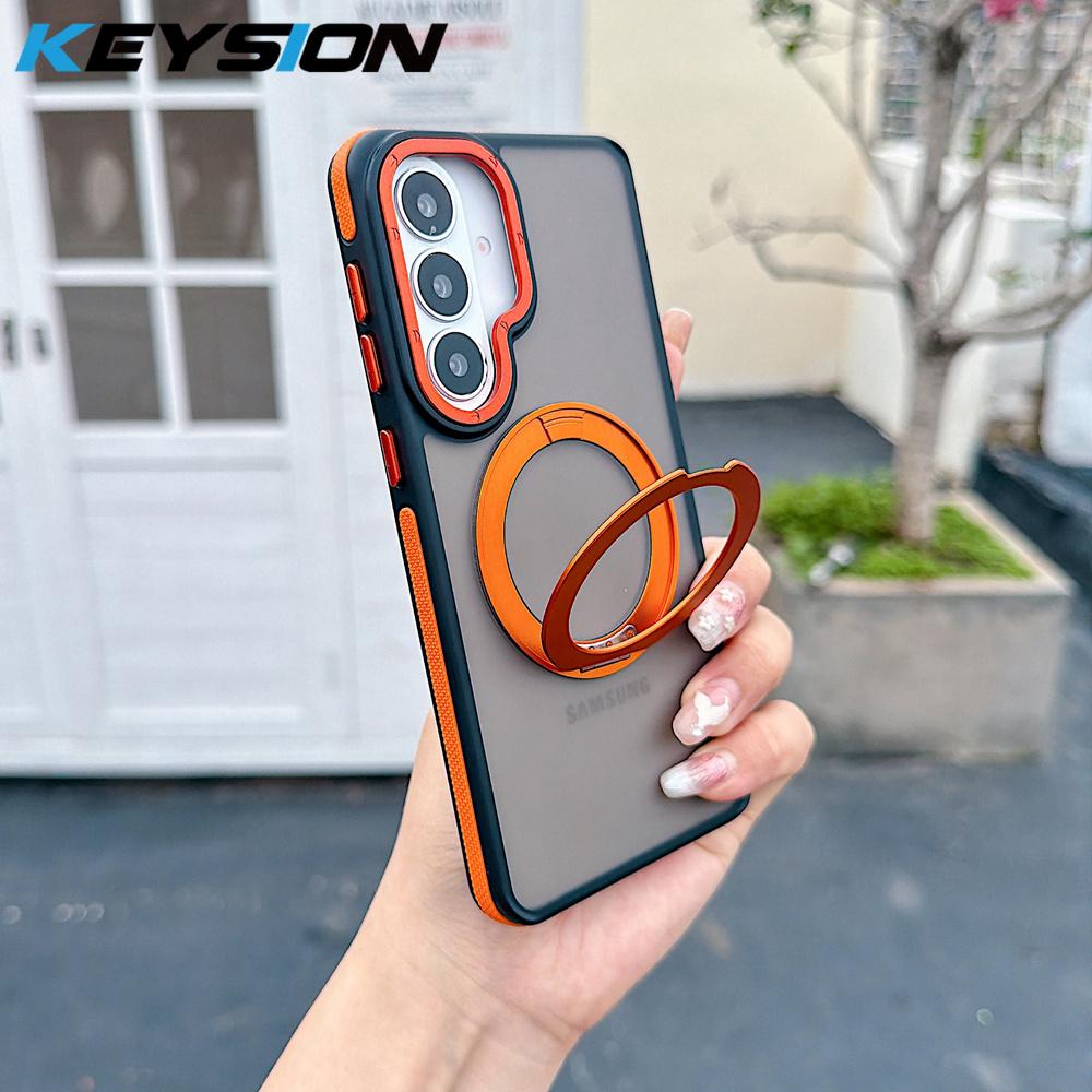 KEYSION Custodia Magnetica Traslucida Opaca per Telefono per Samsung Galaxy S25 S26 Ultra 5G S26+ Supporto ad Anello Rotante a 360° Copertura Antiurto