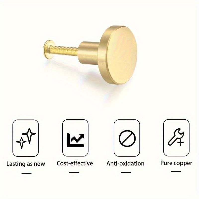 10 ks Zlatě leštěné kovové knoflíky na zásuvky, 20x25mm - Odolné rukojeti s jedním otvorem pro skříňky, šatní skříně a komody, včetně šroubů