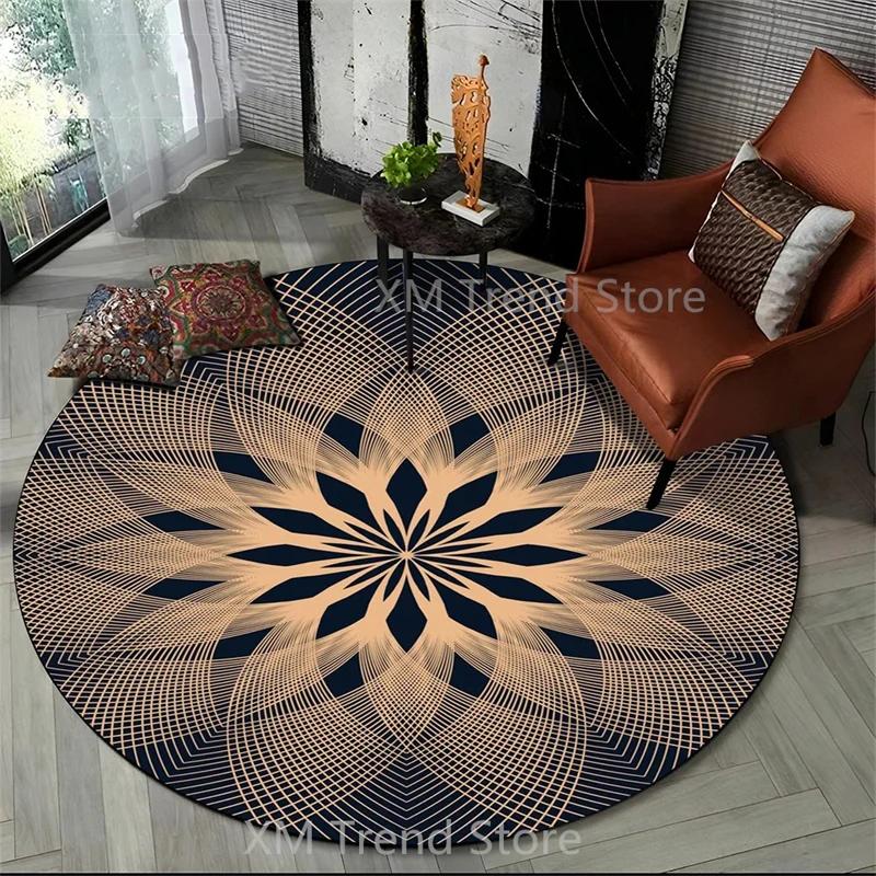 Mandala Bohemia Round Carpet Area Rug Living Room Bedroom Geometric Ethnic Vintage Anti-slip Doormat Floor Mat Dropshipping