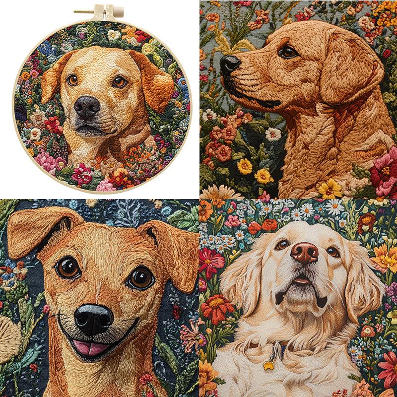 1pc Cute Dog Pattern Embroidery DIY Fabric Craft Set with Tools