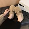 Mink Hairy Shoes Women Wear 2025 New Autumn and Winter Fairy Wind One Pedal Bean Shoes Women's Flat-bottomed Velvet Cotton Shoes