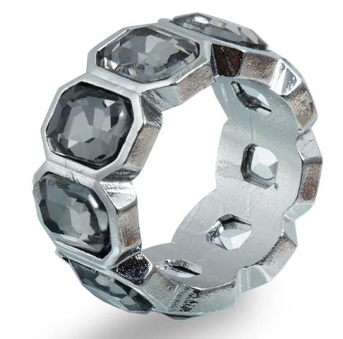 Sweet Cool Geometric Black Crystal Adjustable Ring Female Open Mouth Rings