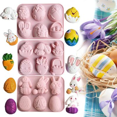 Osterhasen-Silikonform, 3D-Ei-Schokoladenform, lebensmittelecht, BPA-frei, hitzebeständige Gelee-Puddingform