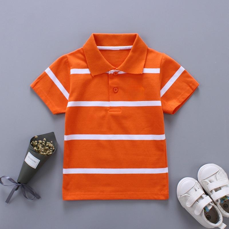 Summer Children's Clothing Boys and Girls Short Sleeve Striped Embroidered T-Shirt Children's Summer Top Baby Clothes