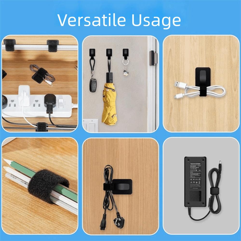 41Pcs Under Desk Cable Management Band Set Adjustable Hook and Loop Tape Data Cable Storage Nylon Ties Hidden Cord Organizer