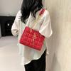 Checkered Indentation Texture Bag New Trendy and Fashionable Casual One-shoulder Crossbody Bag Fashionable Simple Chain Small Square Bag