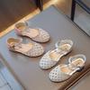 Girls Half Sandals Kids Hollow Rhinestones Shoes for Party Wedding Summer Spring Children Covered Toes Princess Shoes Chic 2025
