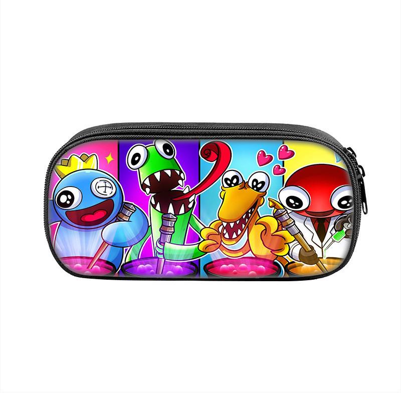 Rainbow Friends Cartoon Pencil Case With Durable Nylon Material Large Capacity School Storage