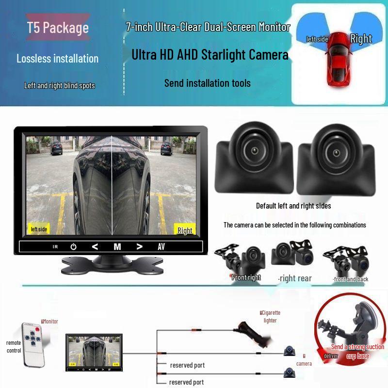 Right-Side Blind Spot Dashcam: HD Night Vision, Reversing and Full Car Auxiliary System