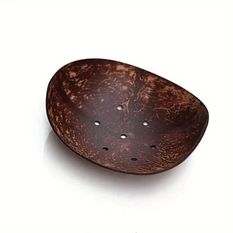 1PC Country Style Coconut Shell Bowl with Hole Soap Box Storage Bowl DIY Material Candy Dessert Bowl Coconut Tray Ornaments