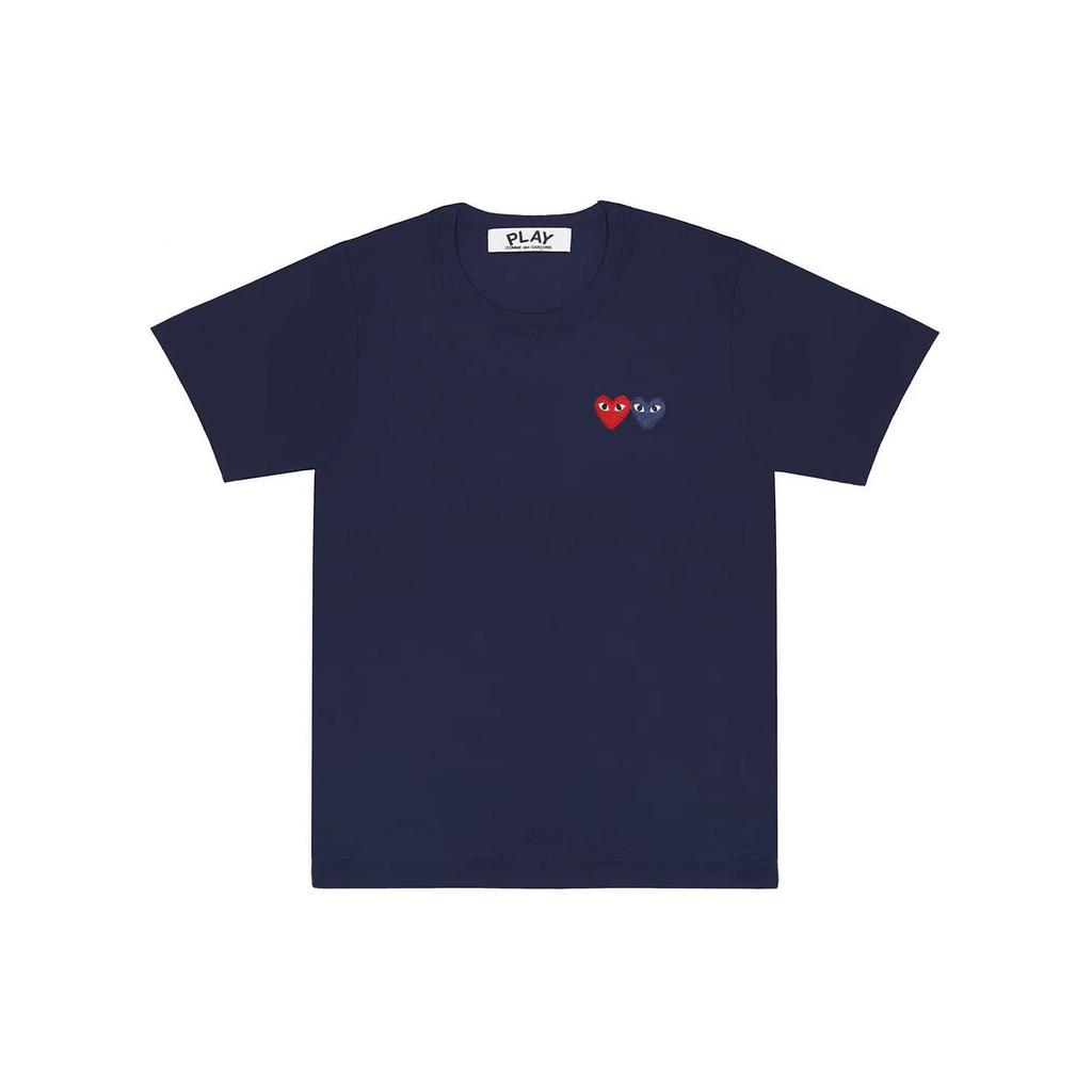 Comme Des Garcons Play Double Hearts T Shirt AX-T226-051-NAVY BLUE