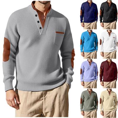 Men'sKnit Sweatshirts With Pocket Casual  Sweater Vintage Pullover Spring Fall Fake 2 Piece Tops